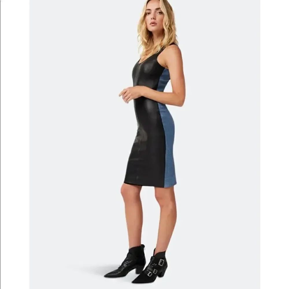 AS by DF The Editor Leather and Denim Dress